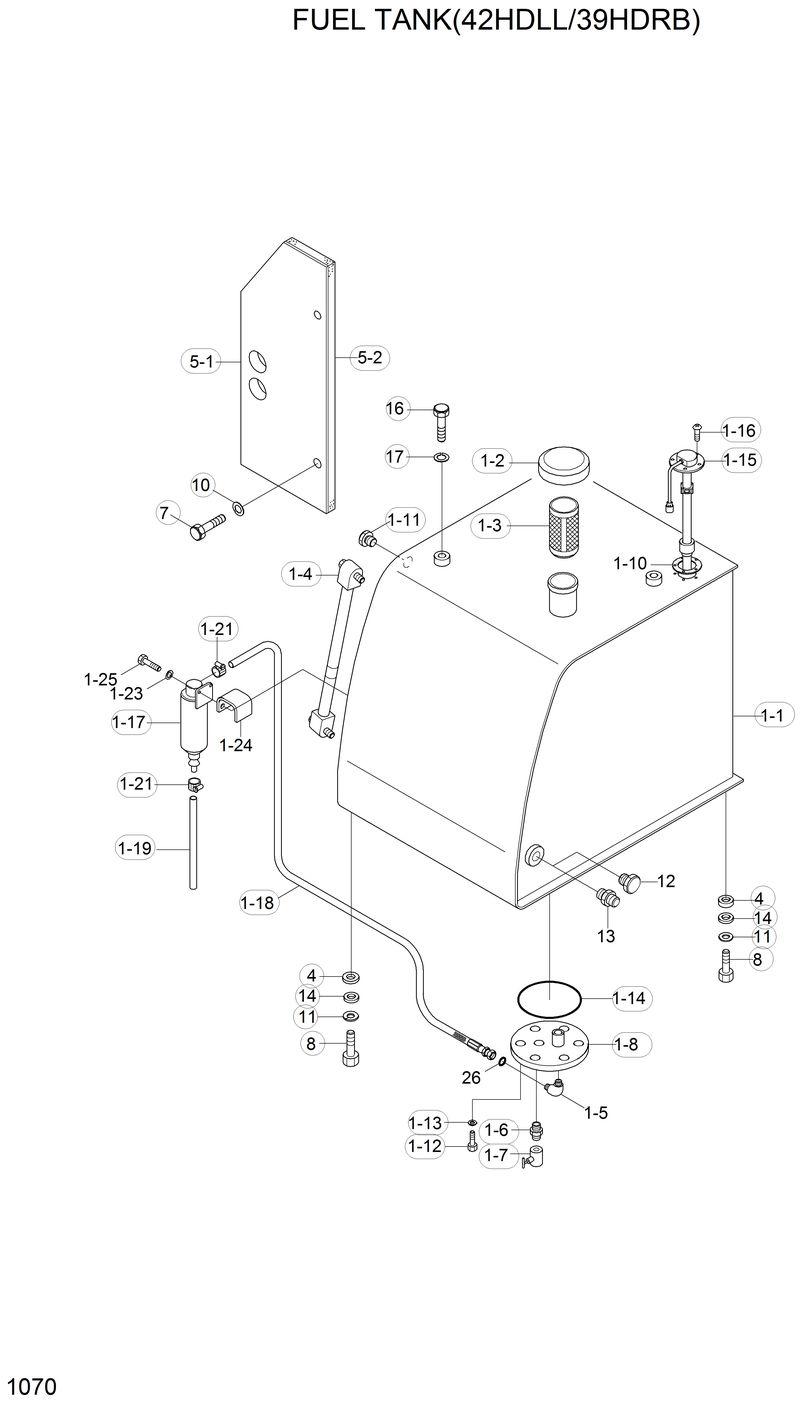 Схема запчастей Hyundai 42HDLL - FUEL TANK(42HDLL/39HDRB) 