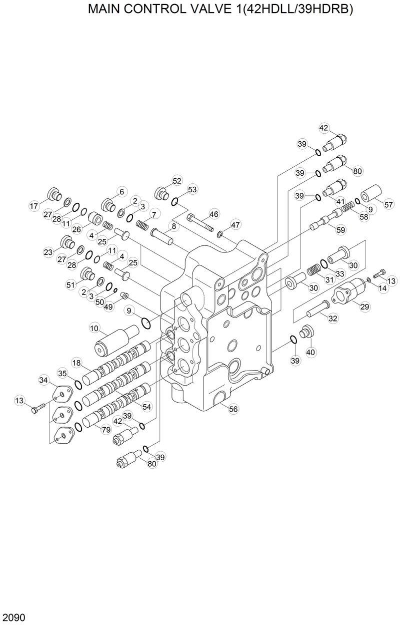 Схема запчастей Hyundai 42HDLL - MAIN CONTROL VALVE 1(42HDLL/39HDRB) 