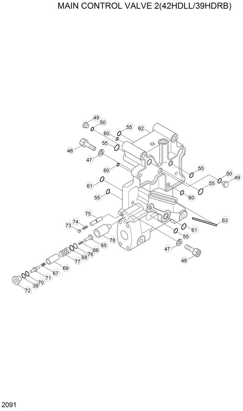 Схема запчастей Hyundai 42HDLL - MAIN CONTROL VALVE 2(42HDLL/39HDRB) 