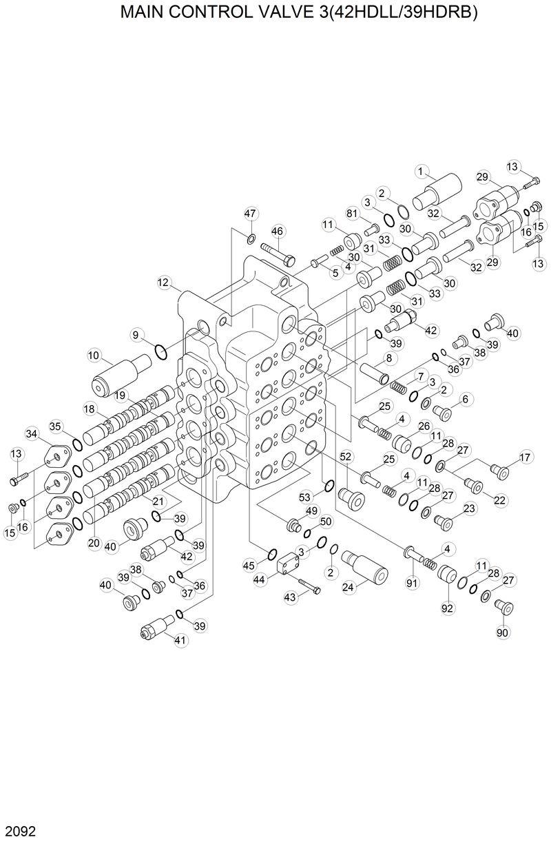 Схема запчастей Hyundai 42HDLL - MAIN CONTROL VALVE 3(42HDLL/39HDRB) 