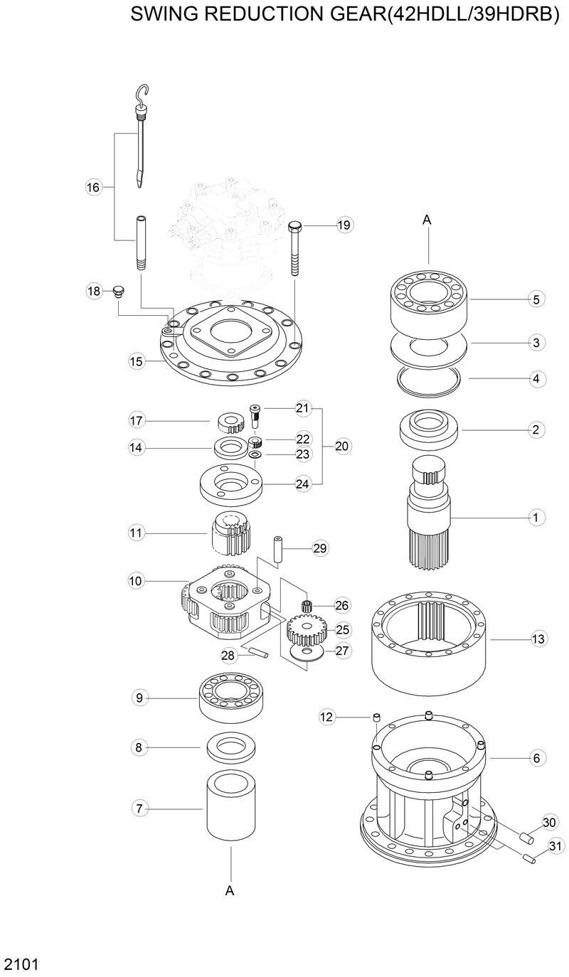 Схема запчастей Hyundai 42HDLL - SWING REDUCTION GEAR(42HDLL/39HDRB) 