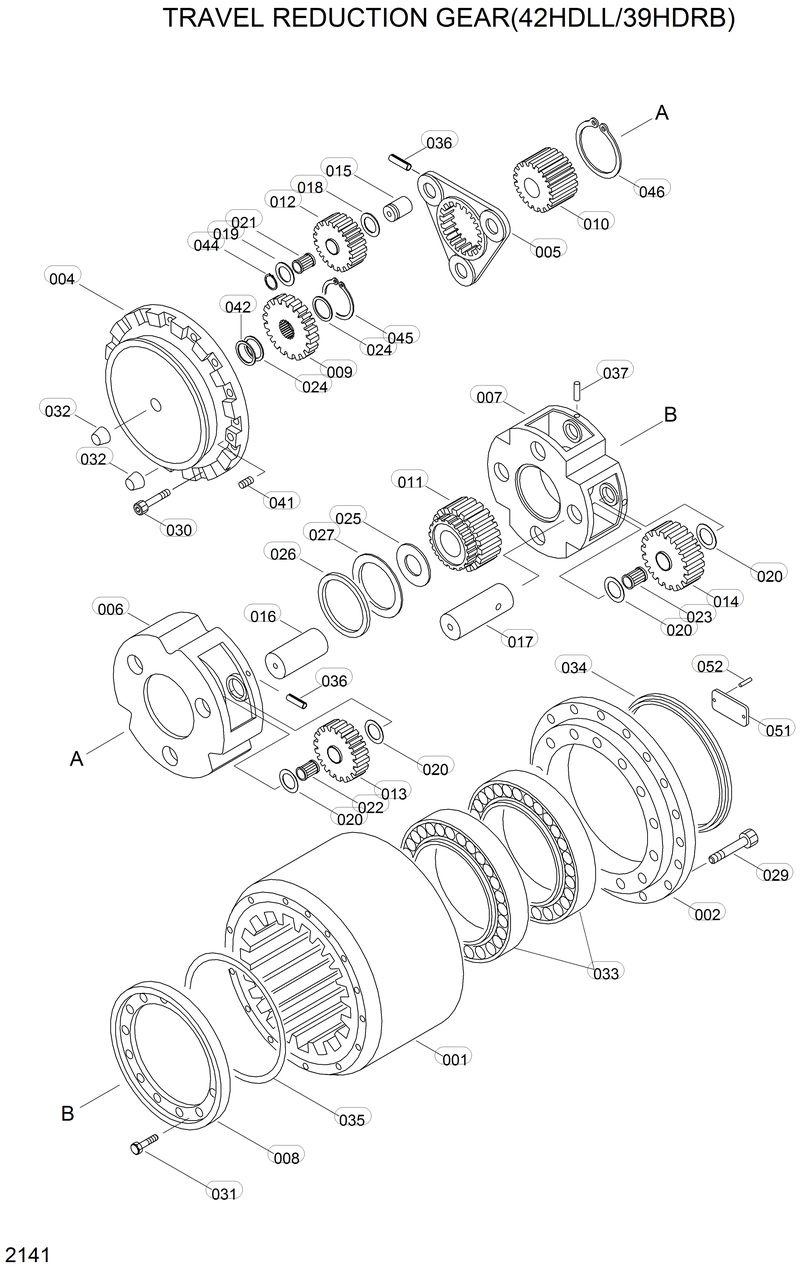 Схема запчастей Hyundai 42HDLL - TRAVEL REDUCTION GEAR(42HDLL/39HDRB) 