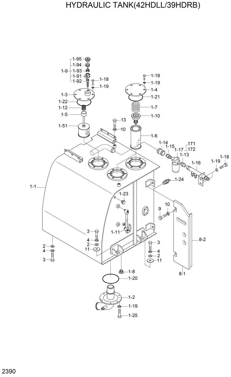 Схема запчастей Hyundai 42HDLL - HYDRAULIC TANK(42HDLL/39HDRB) 