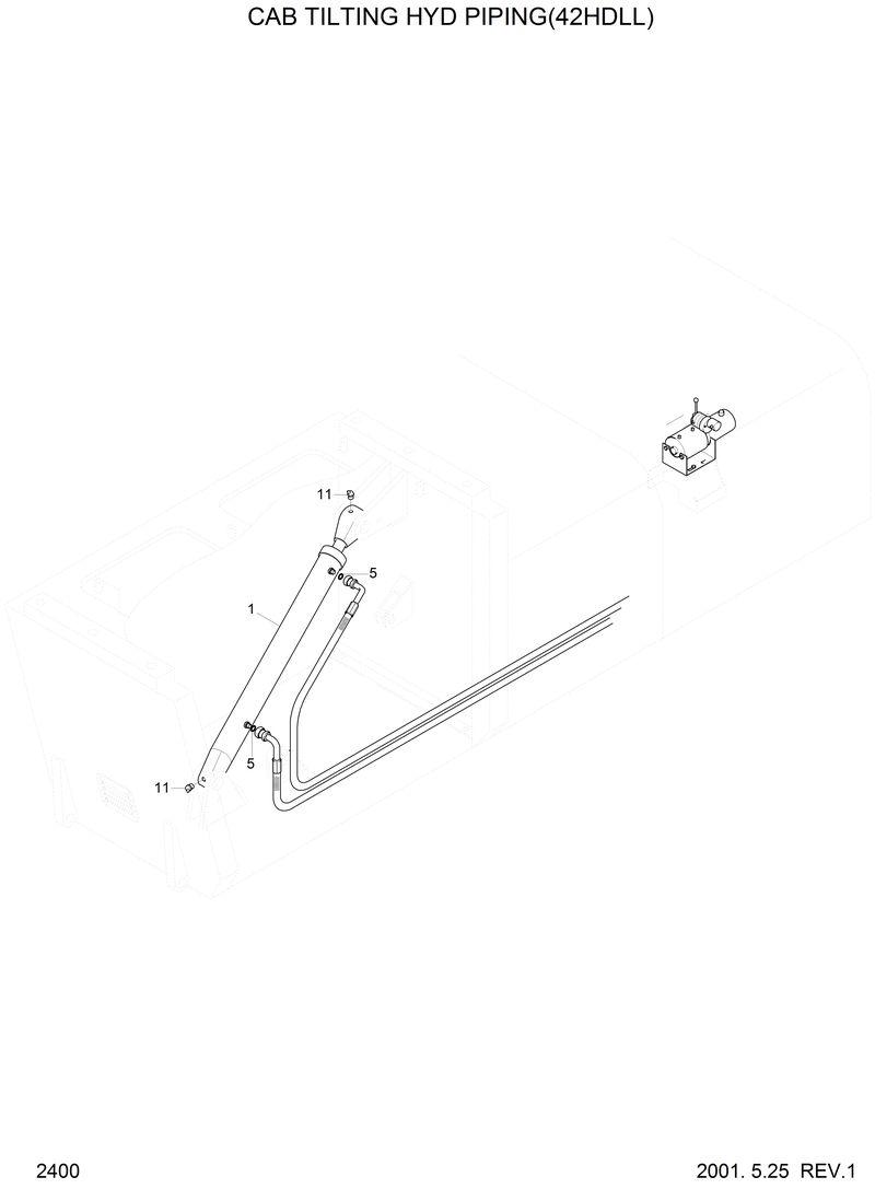 Схема запчастей Hyundai 42HDLL - CAB TILTING HYD PIPING(42HDLL) 