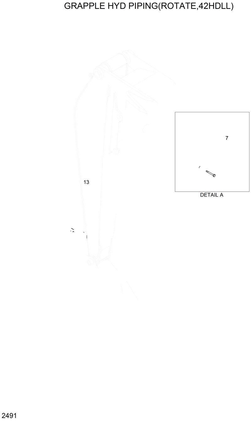 Схема запчастей Hyundai 42HDLL - GRAPPLE HYD PIPING 2(ROTATE,42HDLL) 