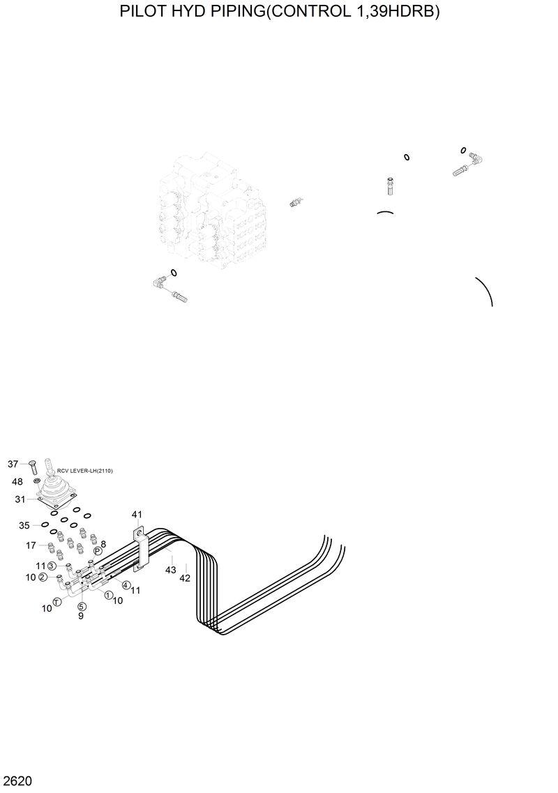 Схема запчастей Hyundai 42HDLL - PILOT HYD PIPING(CONTROL 1,39HDRB) 