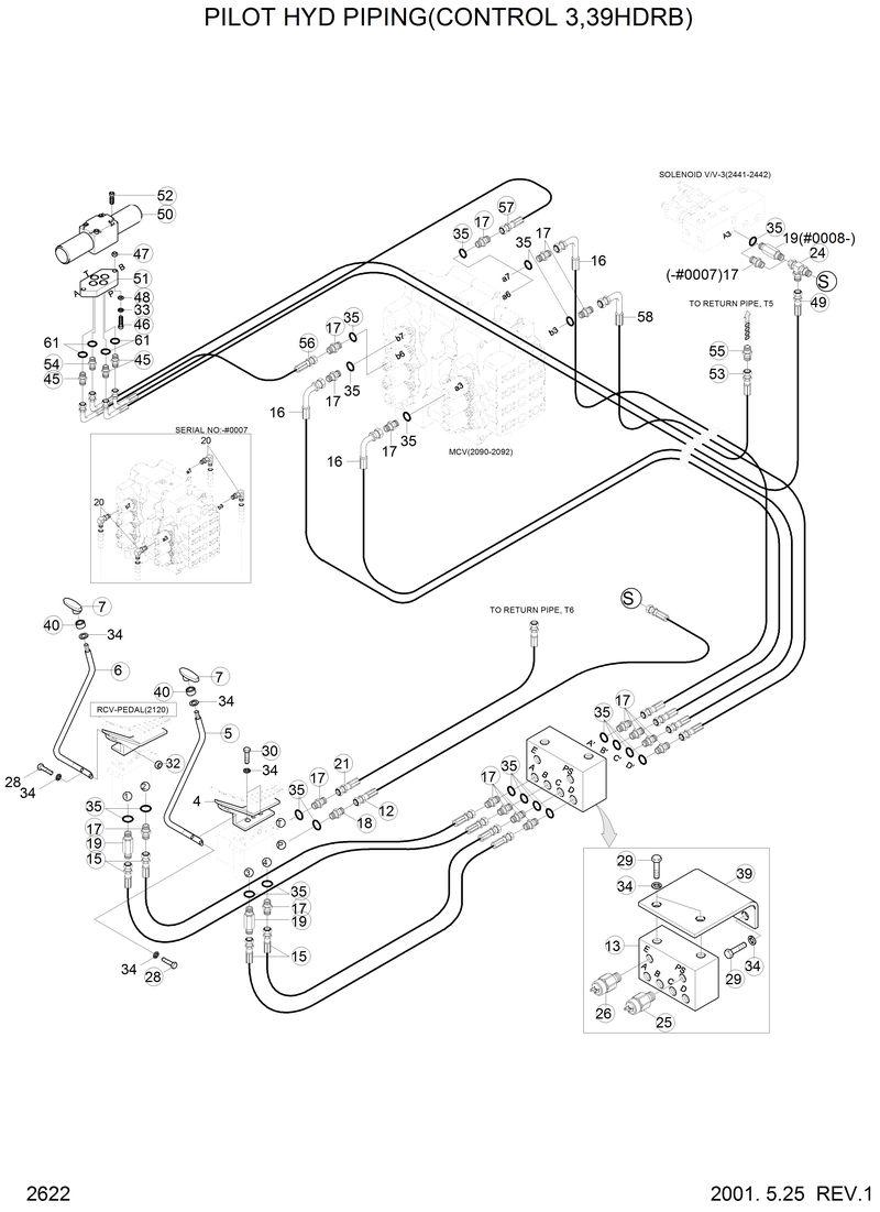 Схема запчастей Hyundai 42HDLL - PILOT HYD PIPING(CONTROL 3,39HDRB) 