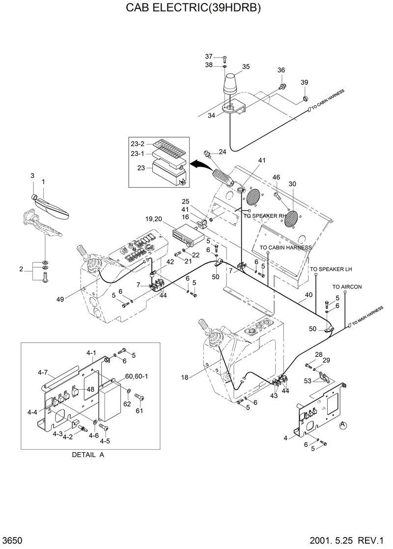 Схема запчастей Hyundai 42HDLL - CAB ELECTRIC(39HDRB) 
