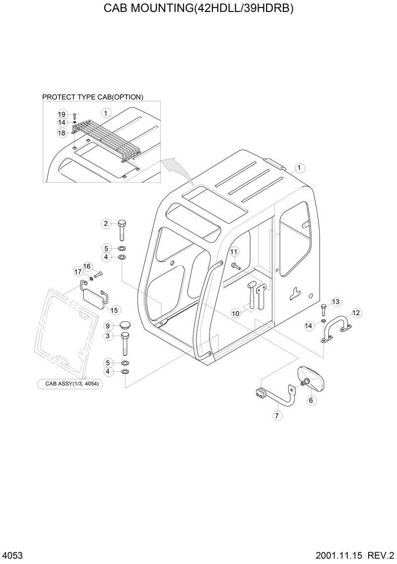 Схема запчастей Hyundai 42HDLL - CAB MOUNTING(42HDLL/39HDRB) 