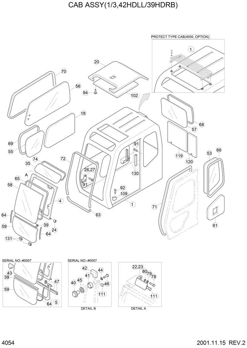 Схема запчастей Hyundai 42HDLL - CAB ASSY(1/3,42HDLL/39HDRB) 