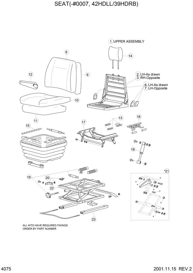 Схема запчастей Hyundai 42HDLL - SEAT(-#0007, 42HDLL/39HDRB) 