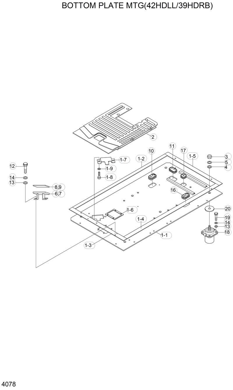 Схема запчастей Hyundai 42HDLL - BOTTOM PLATE MTG(42HDLL/39HDRB) 