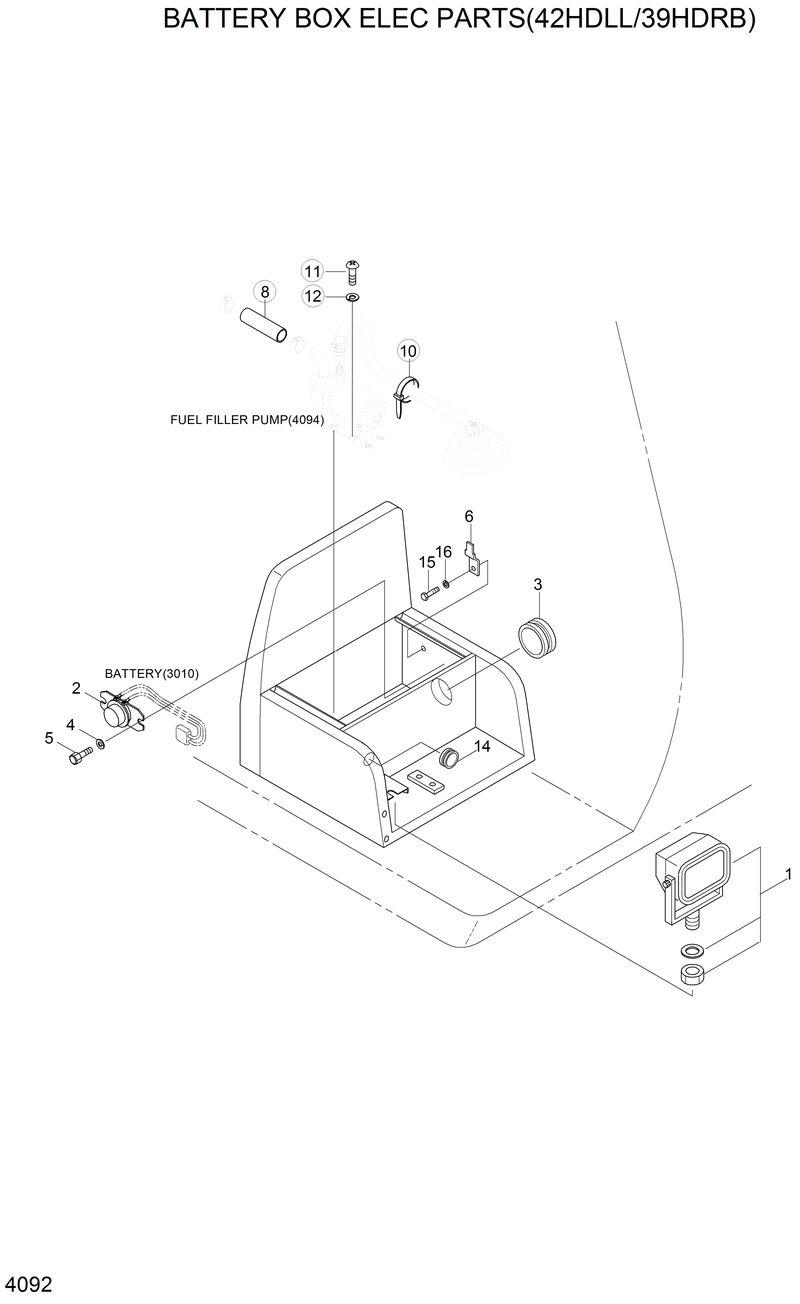 Схема запчастей Hyundai 42HDLL - BATTERY BOX ELEC PARTS(42HDLL/39HDB) 