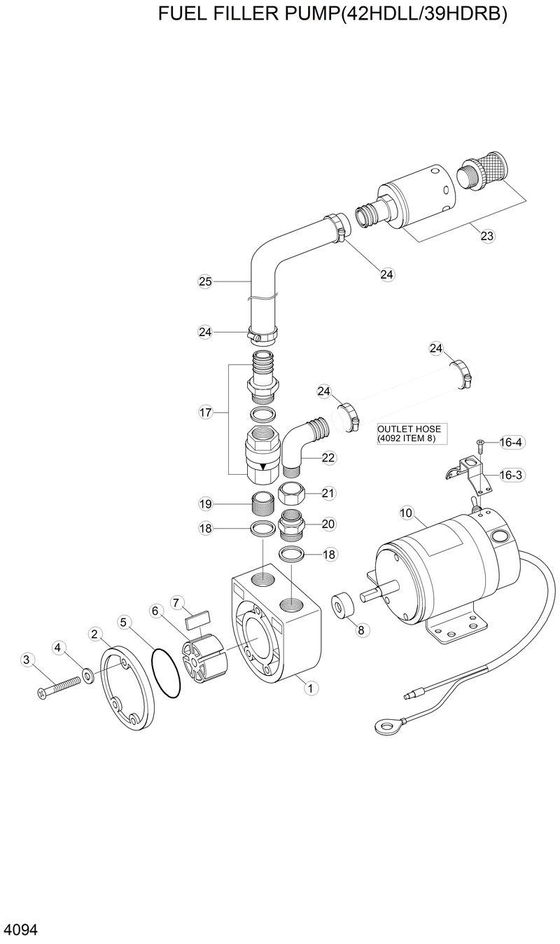 Схема запчастей Hyundai 42HDLL - FUEL FILLER PUMP(42HDLL/39HDRB) 