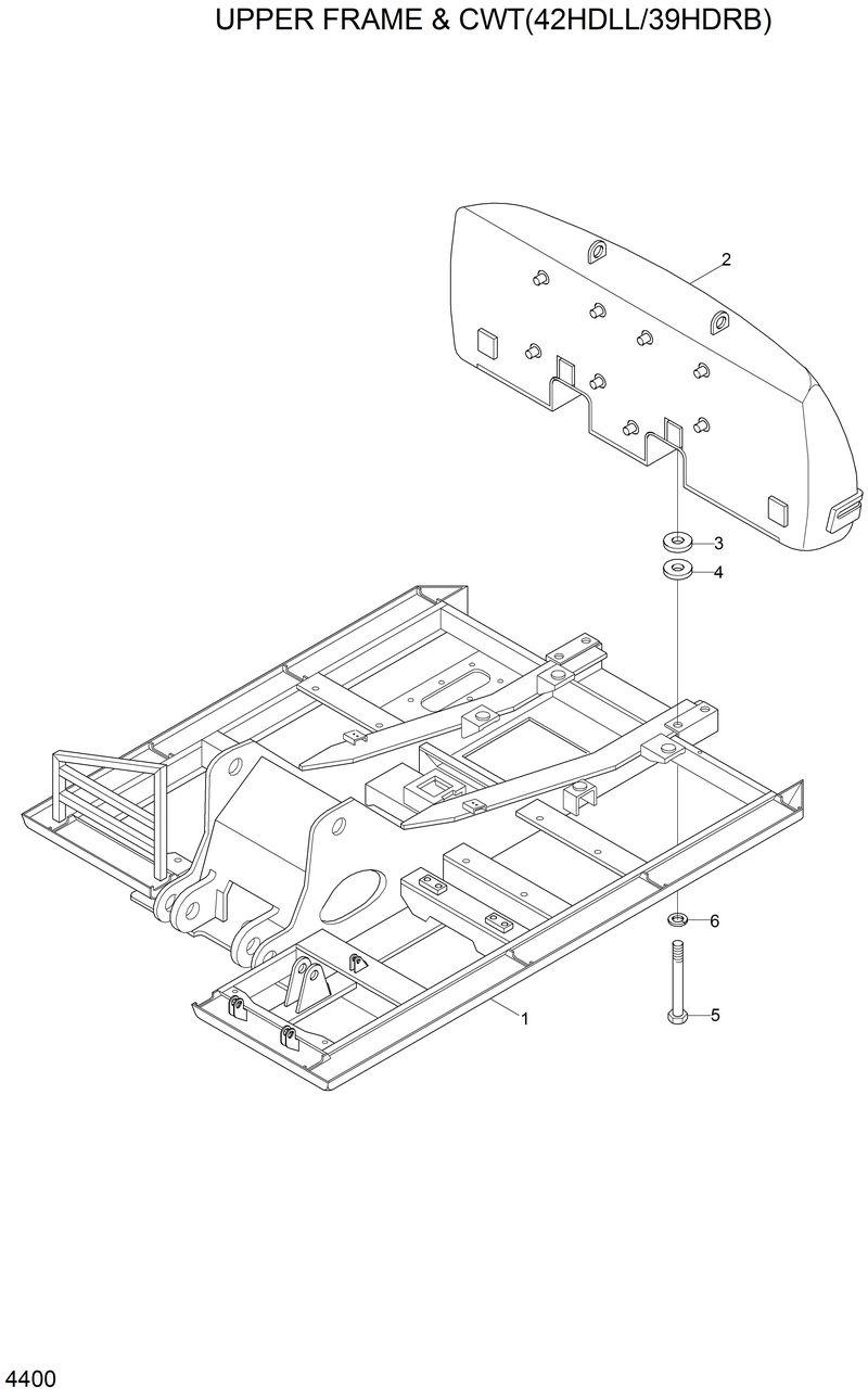 Схема запчастей Hyundai 42HDLL - UPPER FRAME &amp; CWT(42HDLL/39HDRB) 