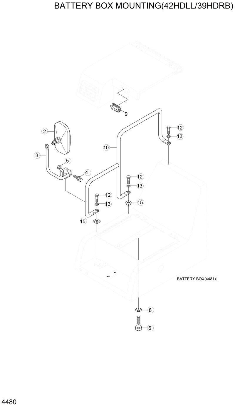 Схема запчастей Hyundai 42HDLL - BATTERY BOX MOUNTING(42HDLL/39HDRB) 