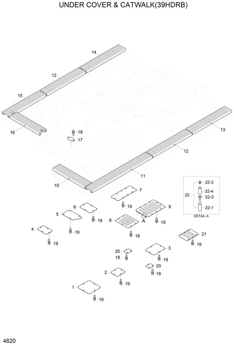 Схема запчастей Hyundai 42HDLL - UNDER COVER &amp; CATWALK(39HDRB) 