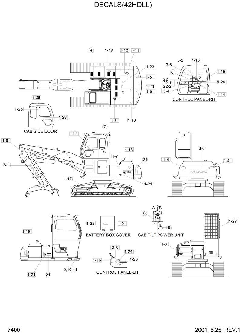 Схема запчастей Hyundai 42HDLL - DECALS(42HDLL) 