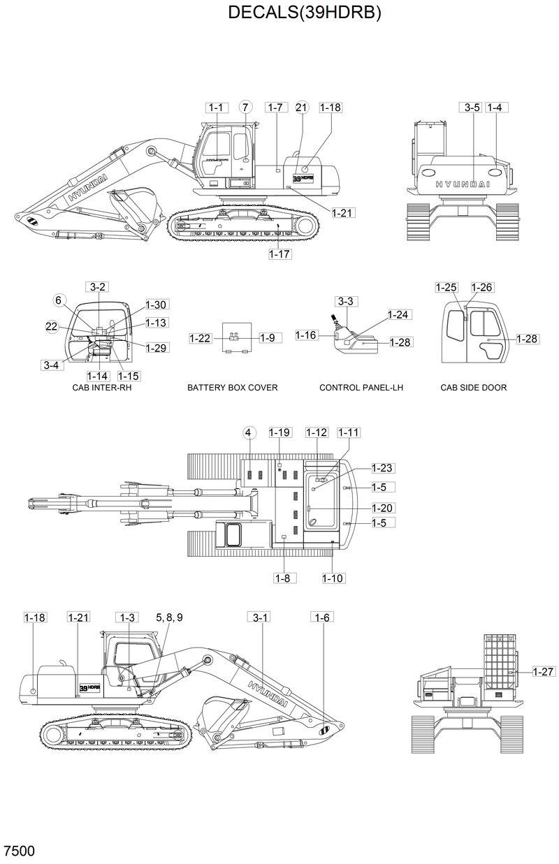 Схема запчастей Hyundai 42HDLL - DECALS(39HDRB) 