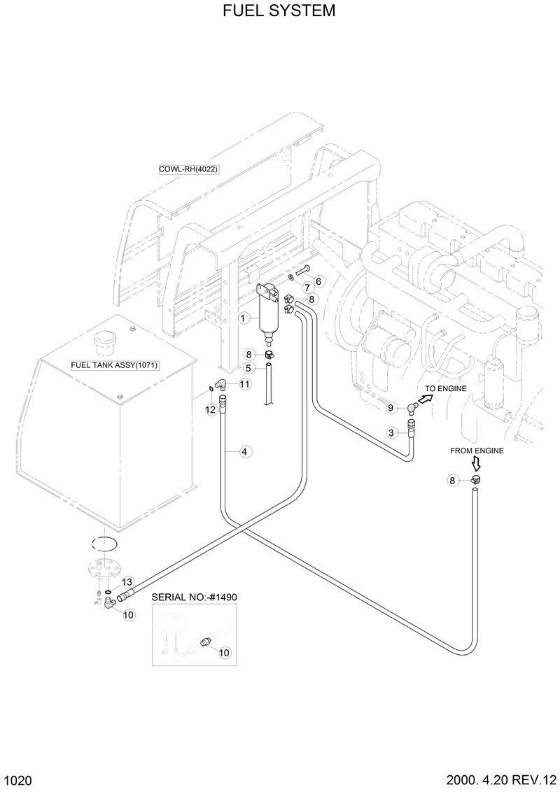 Схема запчастей Hyundai R210LC3LL - FUEL SYSTEM 