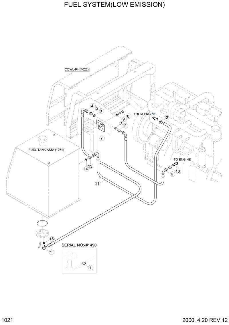 Схема запчастей Hyundai R210LC3LL - FUEL SYSTEM(LOW EMISSION) 