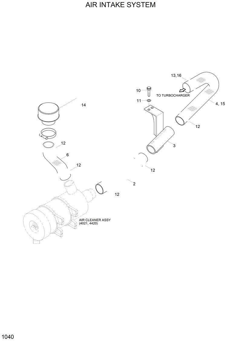 Схема запчастей Hyundai R210LC3LL - AIR INTAKE SYSTEM 