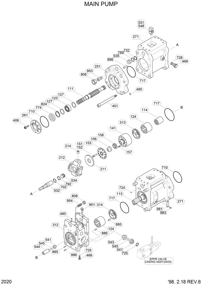 Схема запчастей Hyundai R210LC3LL - MAIN PUMP 