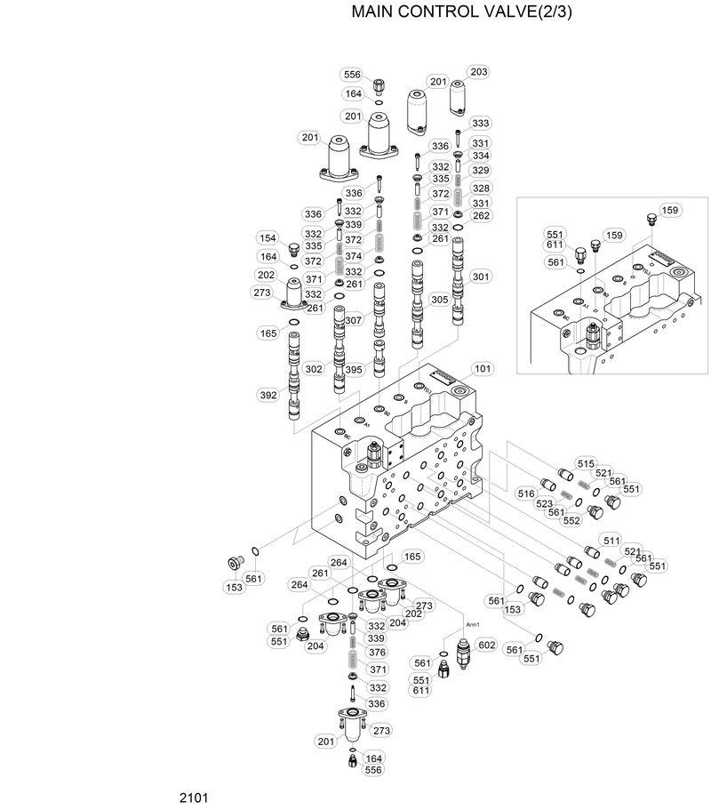 Схема запчастей Hyundai R210LC3LL - MAIN CONTROL VALVE(2/3) 