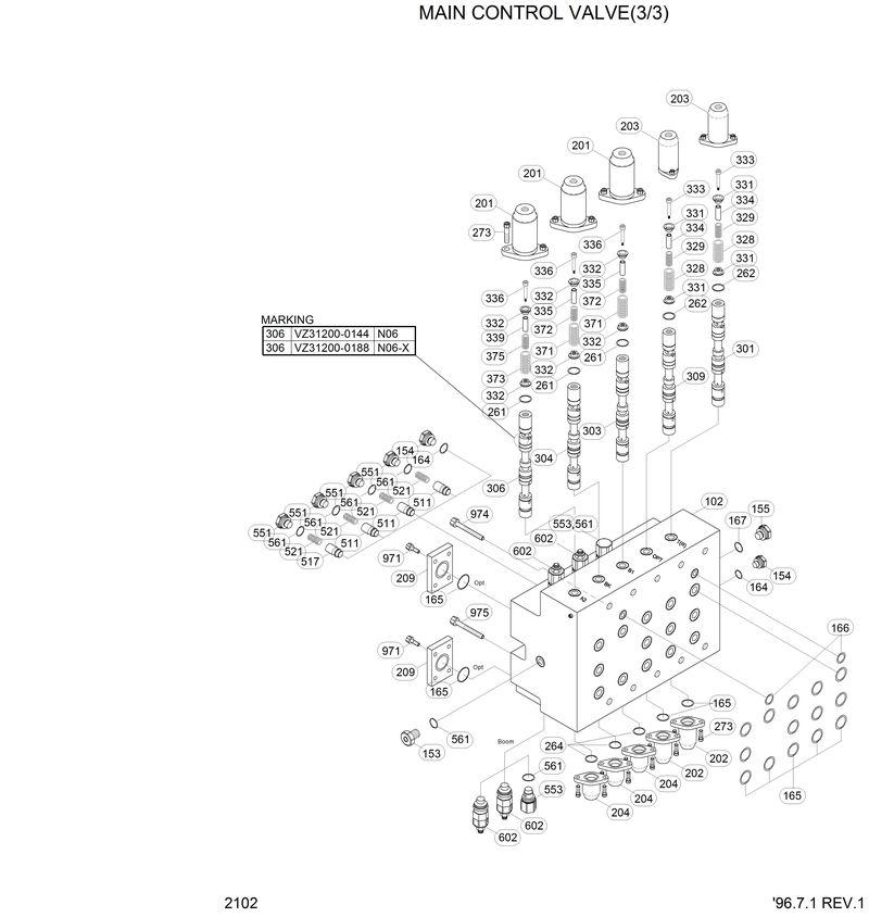 Схема запчастей Hyundai R210LC3LL - MAIN CONTROL VALVE(3/3) 