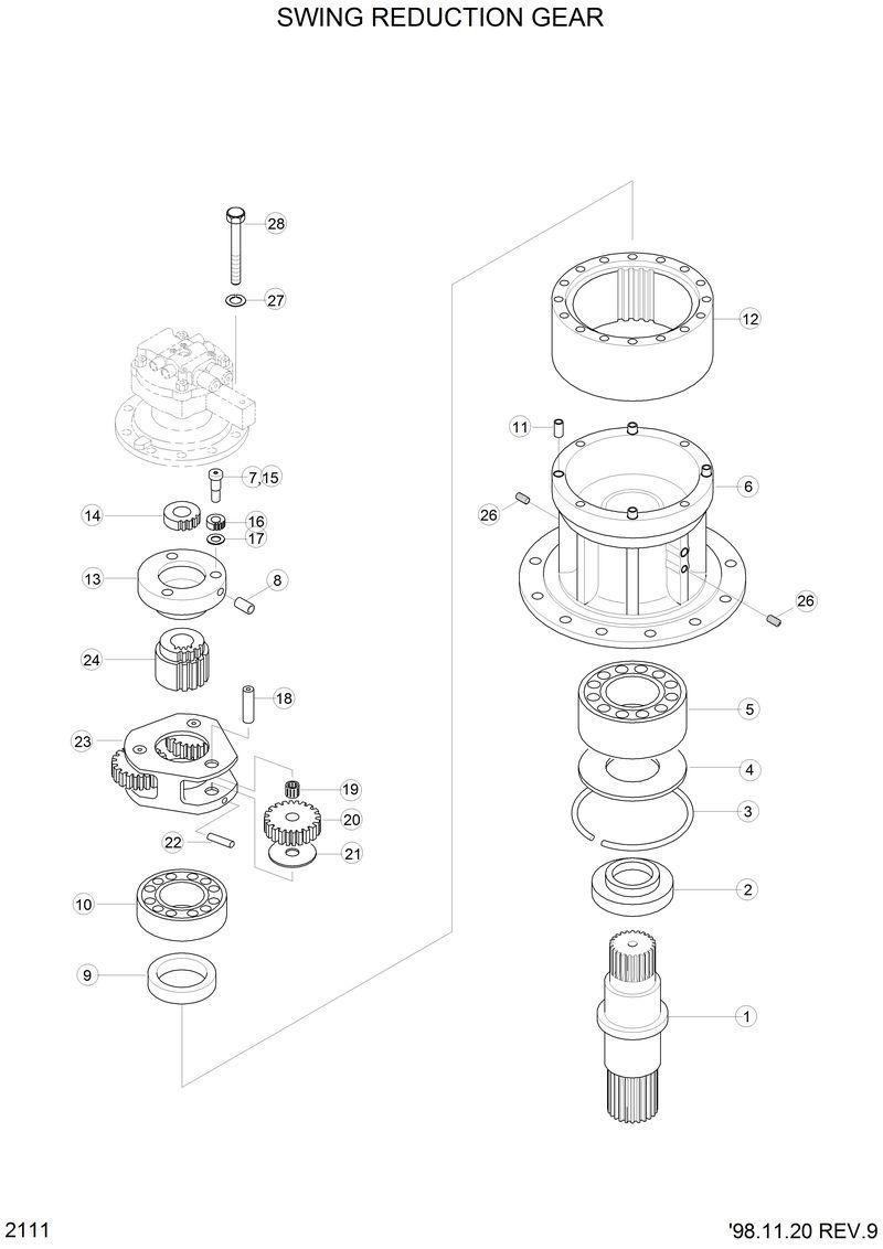 Схема запчастей Hyundai R210LC3LL - SWING REDUCTION GEAR 