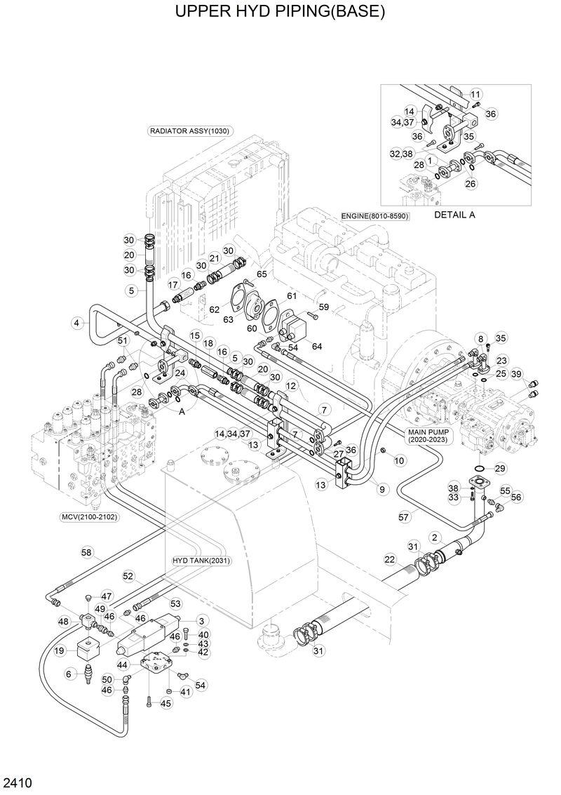 Схема запчастей Hyundai R210LC3LL - UPPER HYD PIPING(BASE) 