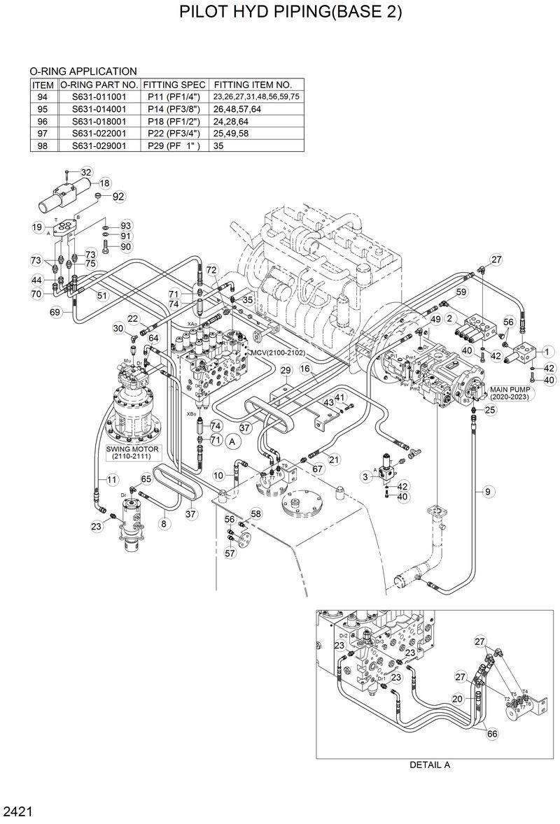 Схема запчастей Hyundai R210LC3LL - PILOT HYD PIPING(BASE 2) 