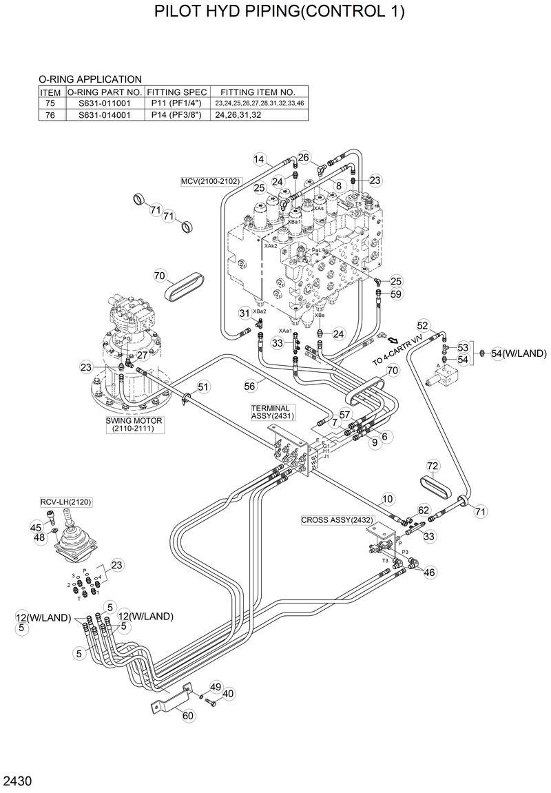 Схема запчастей Hyundai R210LC3LL - PILOT HYD PIPING(CONTROL 1) 