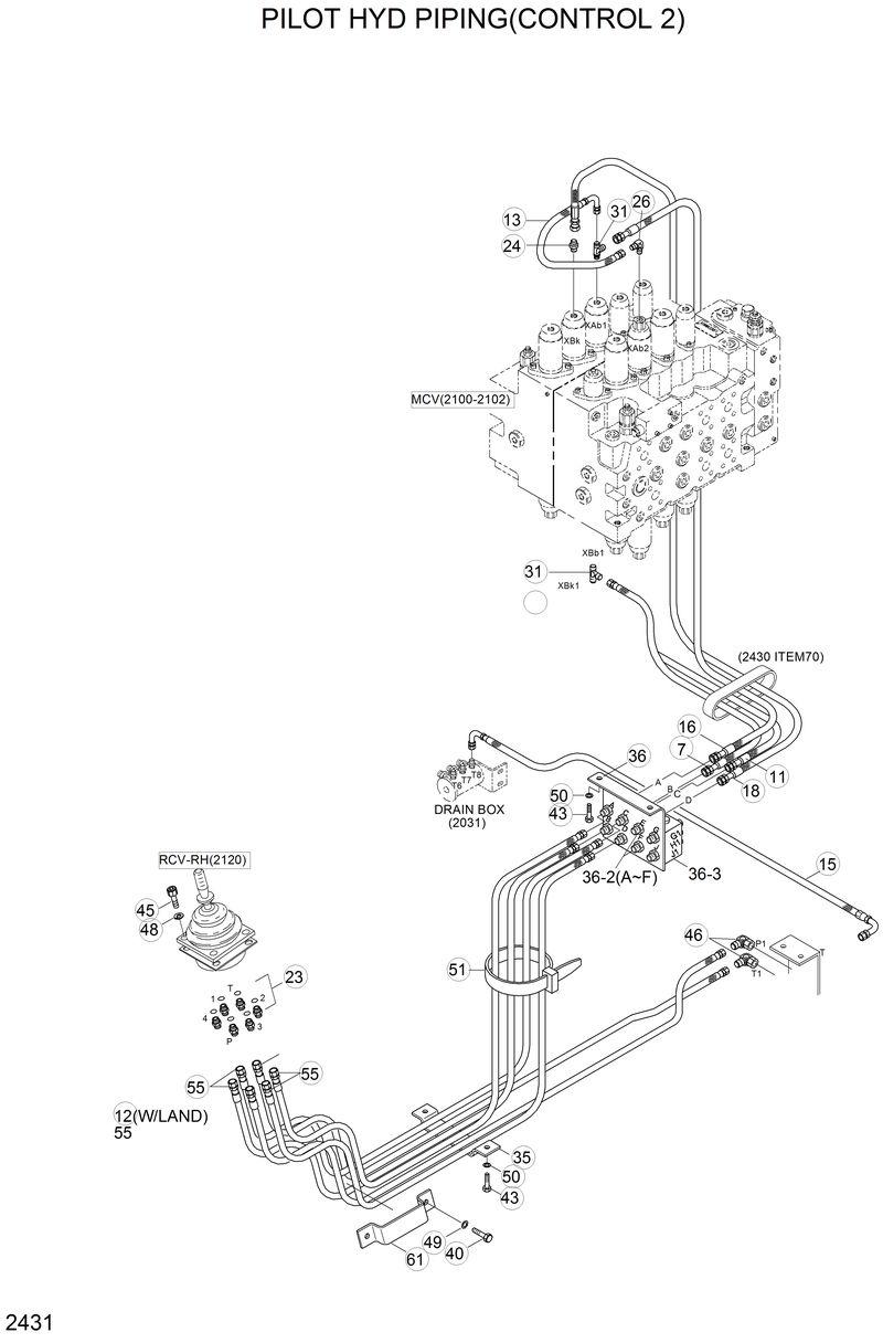 Схема запчастей Hyundai R210LC3LL - PILOT HYD PIPING(CONTROL 2) 