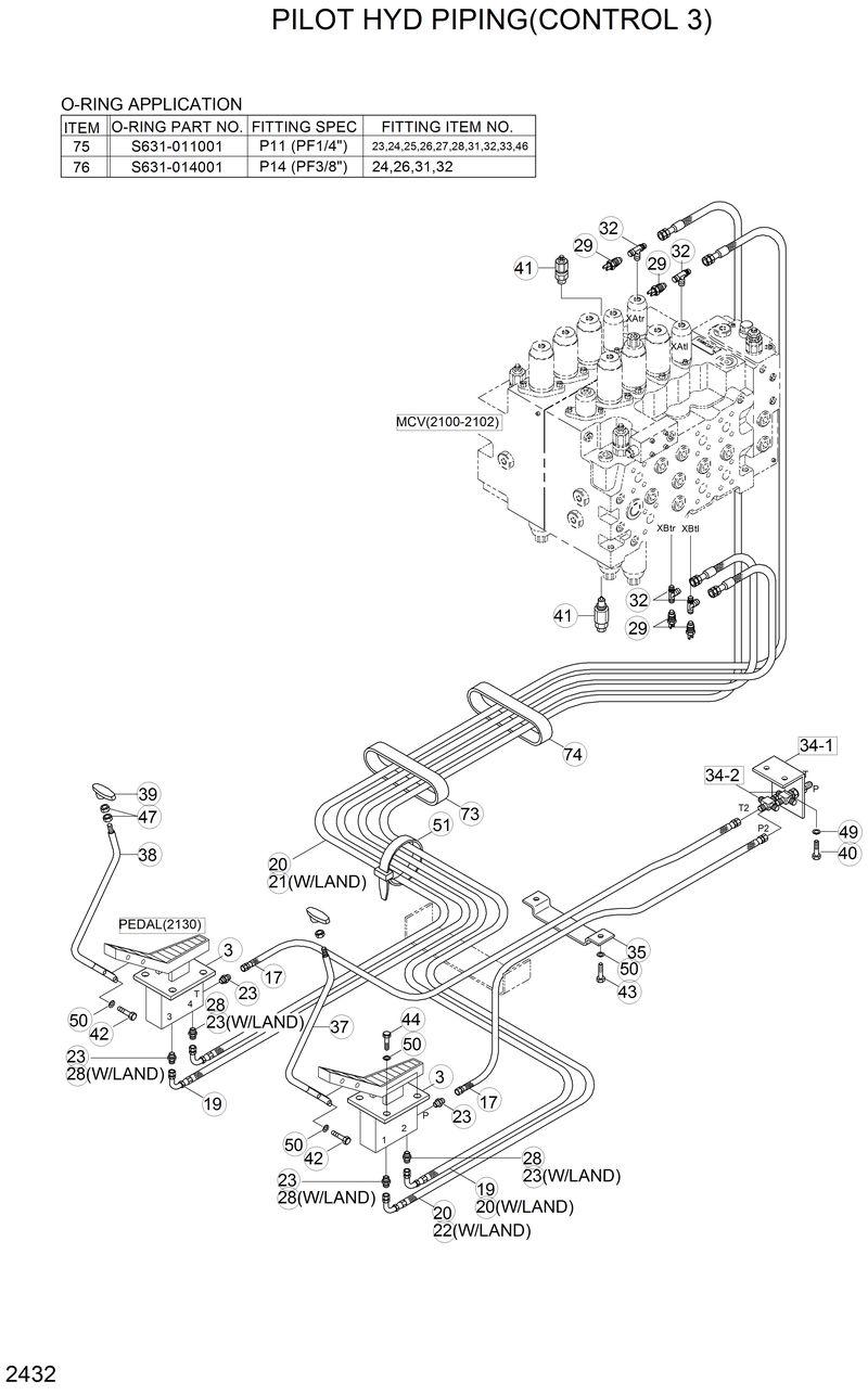 Схема запчастей Hyundai R210LC3LL - PILOT HYD PIPING(CONTROL 3) 