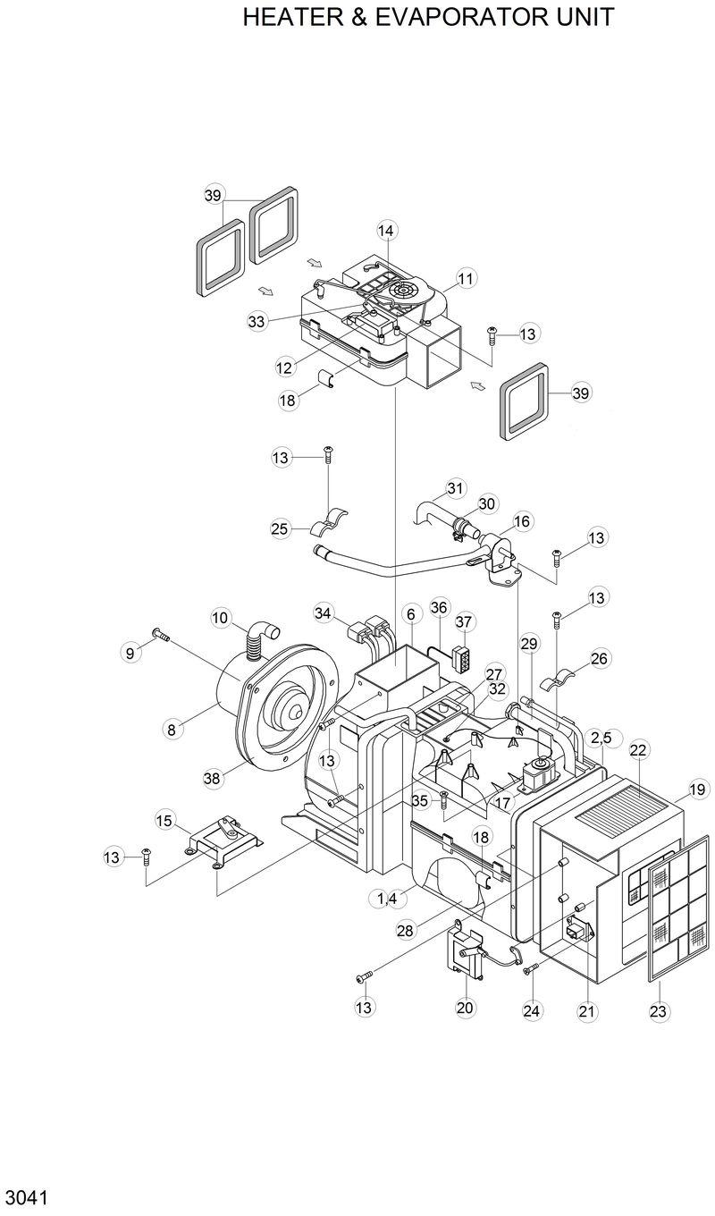 Схема запчастей Hyundai R210LC3LL - HEATER &amp; EVAPORATOR UNIT 