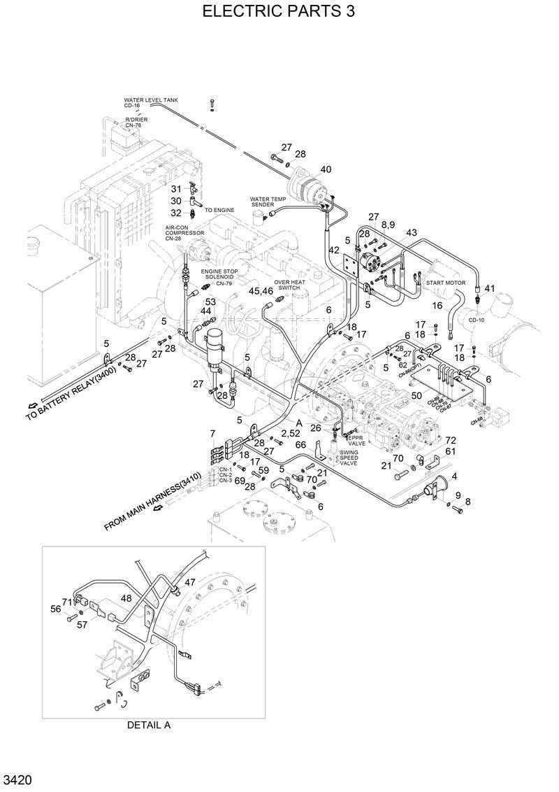 Схема запчастей Hyundai R210LC3LL - ELECTRIC PARTS 3 