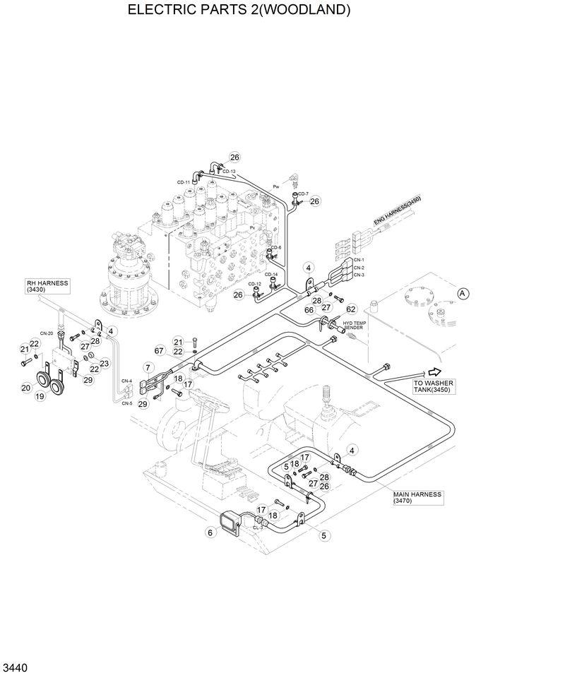 Схема запчастей Hyundai R210LC3LL - ELECTRIC PARTS 2(WOODLAND) 