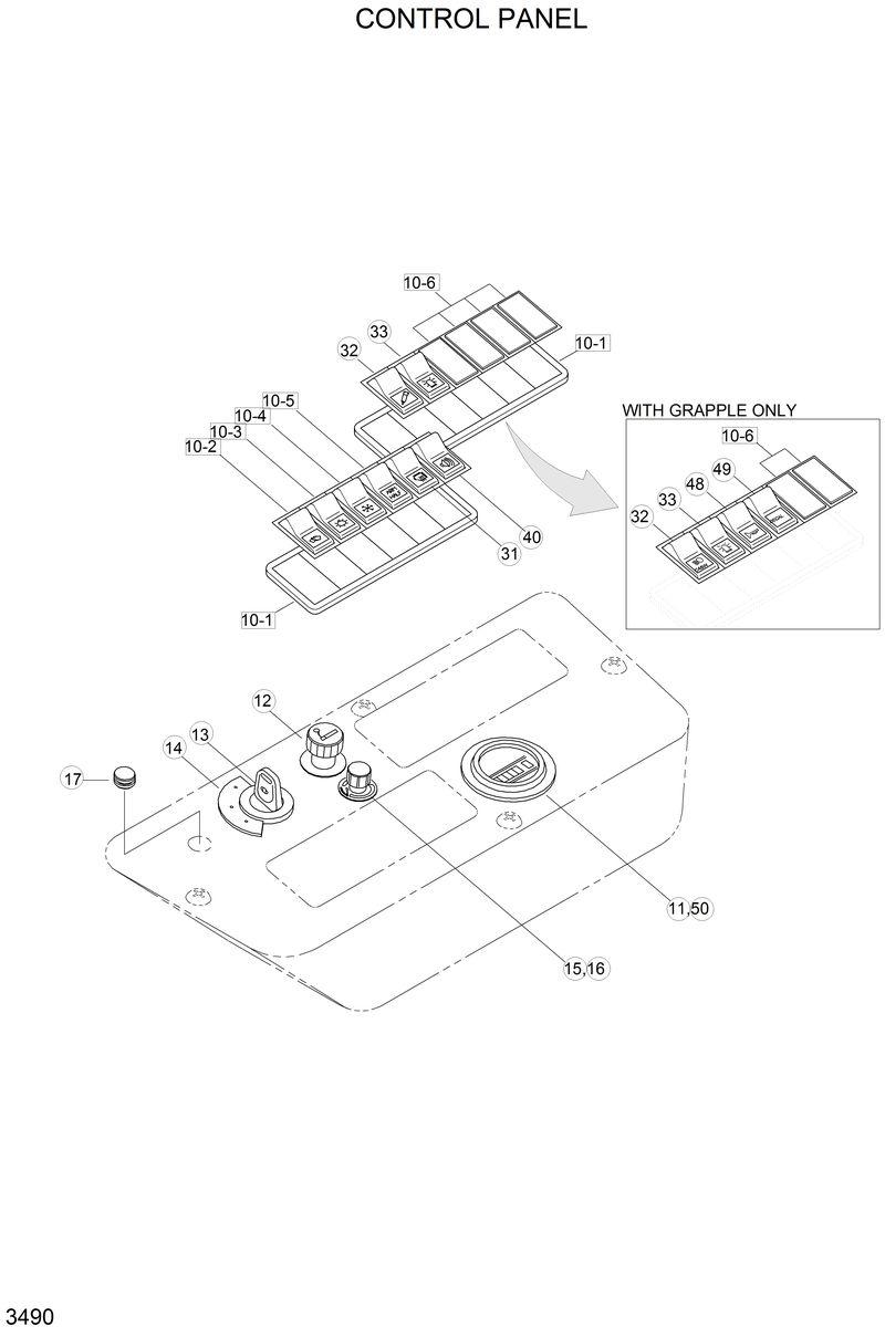 Схема запчастей Hyundai R210LC3LL - CONTROL PANEL 