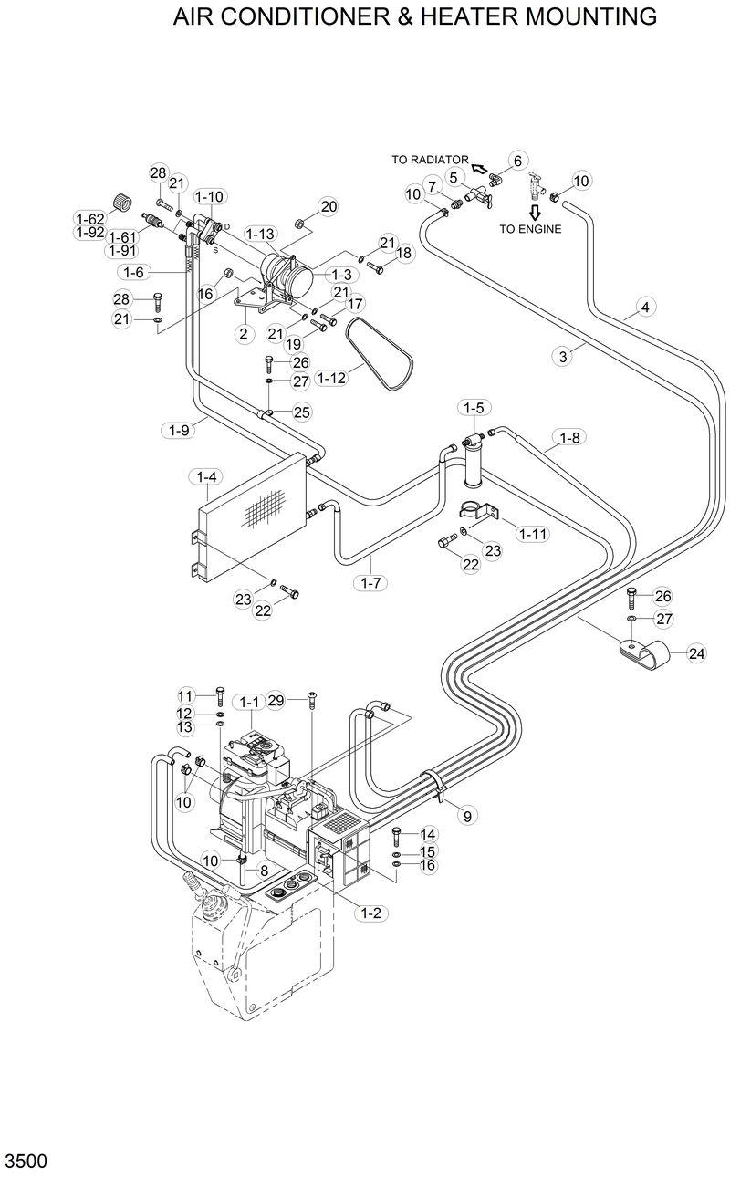 Схема запчастей Hyundai R210LC3LL - AIR CONDITIONER &amp; HEATER MOUNTING 