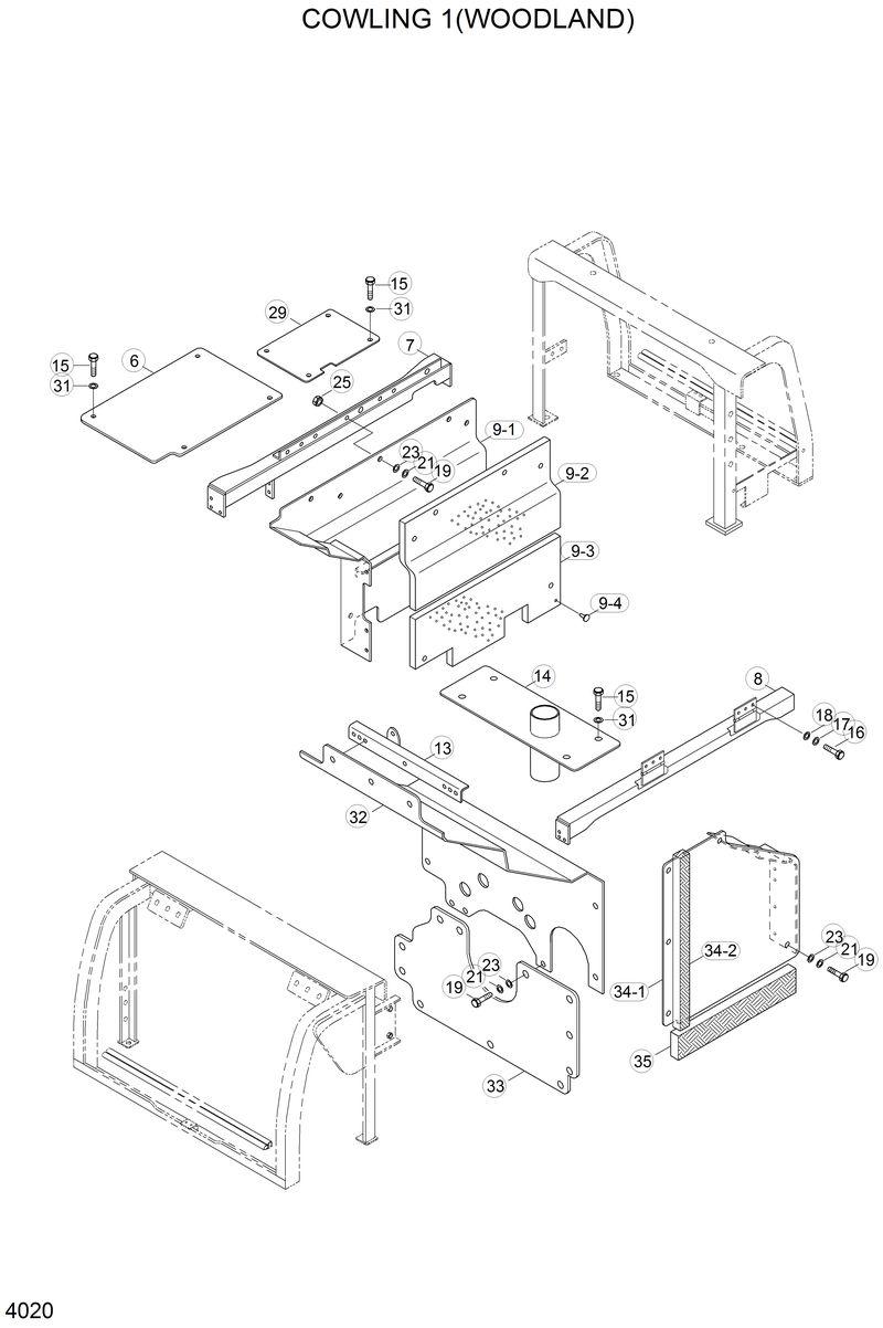 Схема запчастей Hyundai R210LC3LL - COWLING 1(WOODLAND) 