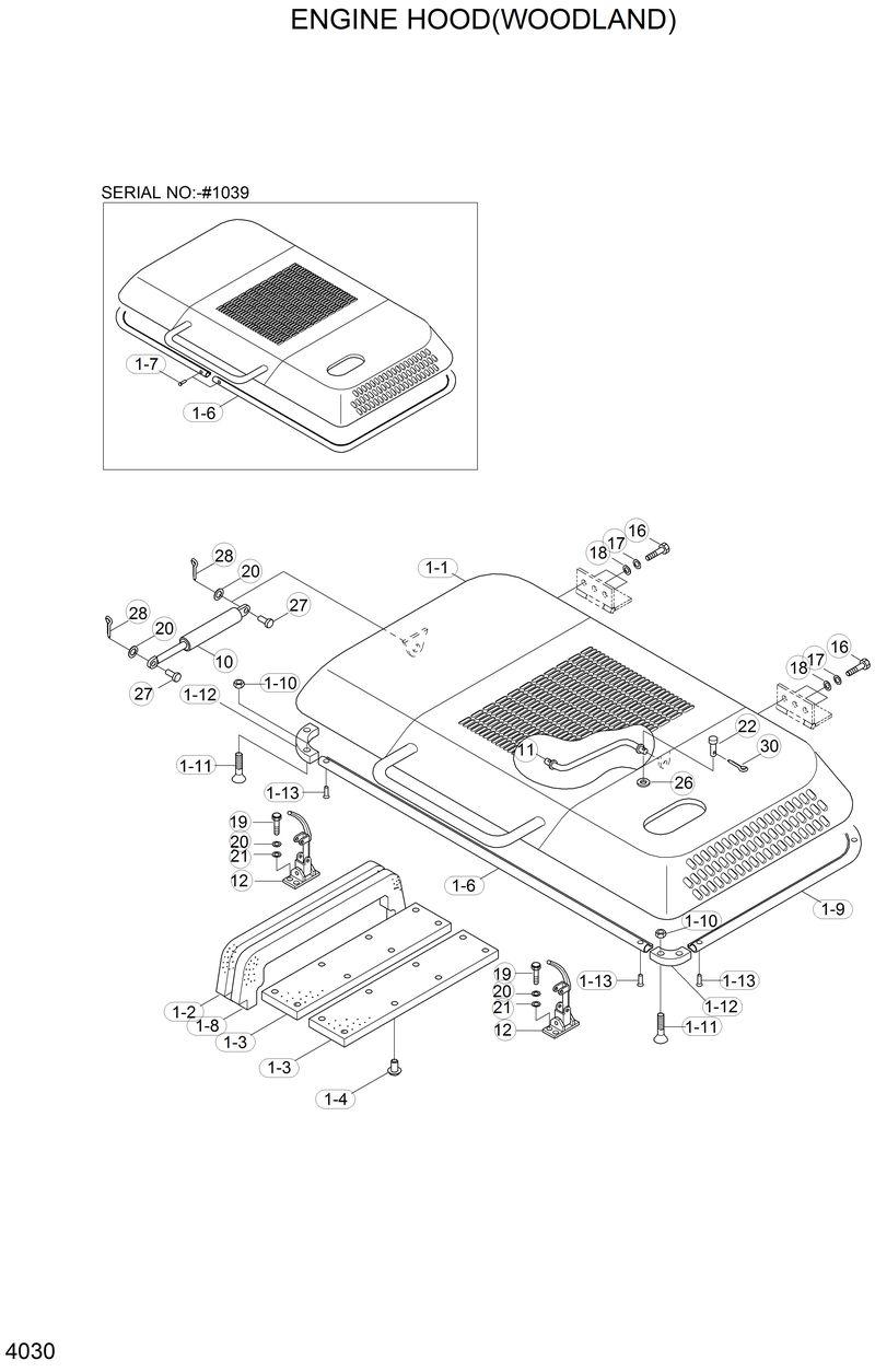 Схема запчастей Hyundai R210LC3LL - ENGINE HOOD(WOODLAND) 