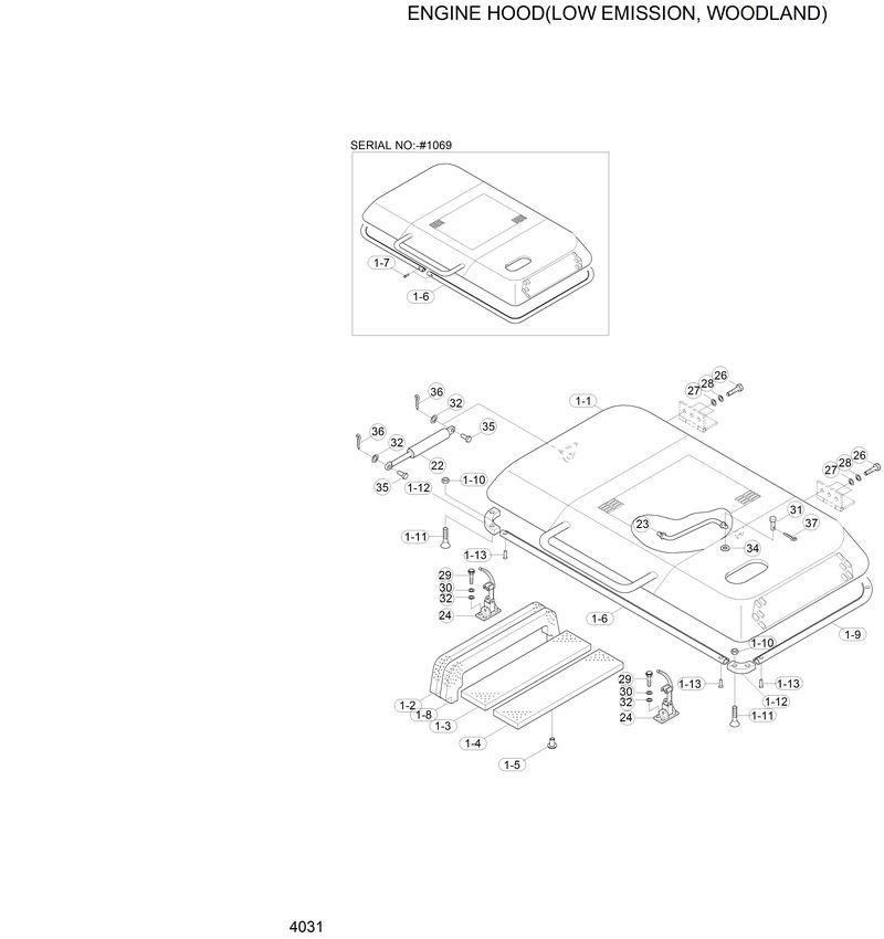 Схема запчастей Hyundai R210LC3LL - ENGINE HOOD(LOW EMISSION, WOODLAND) 