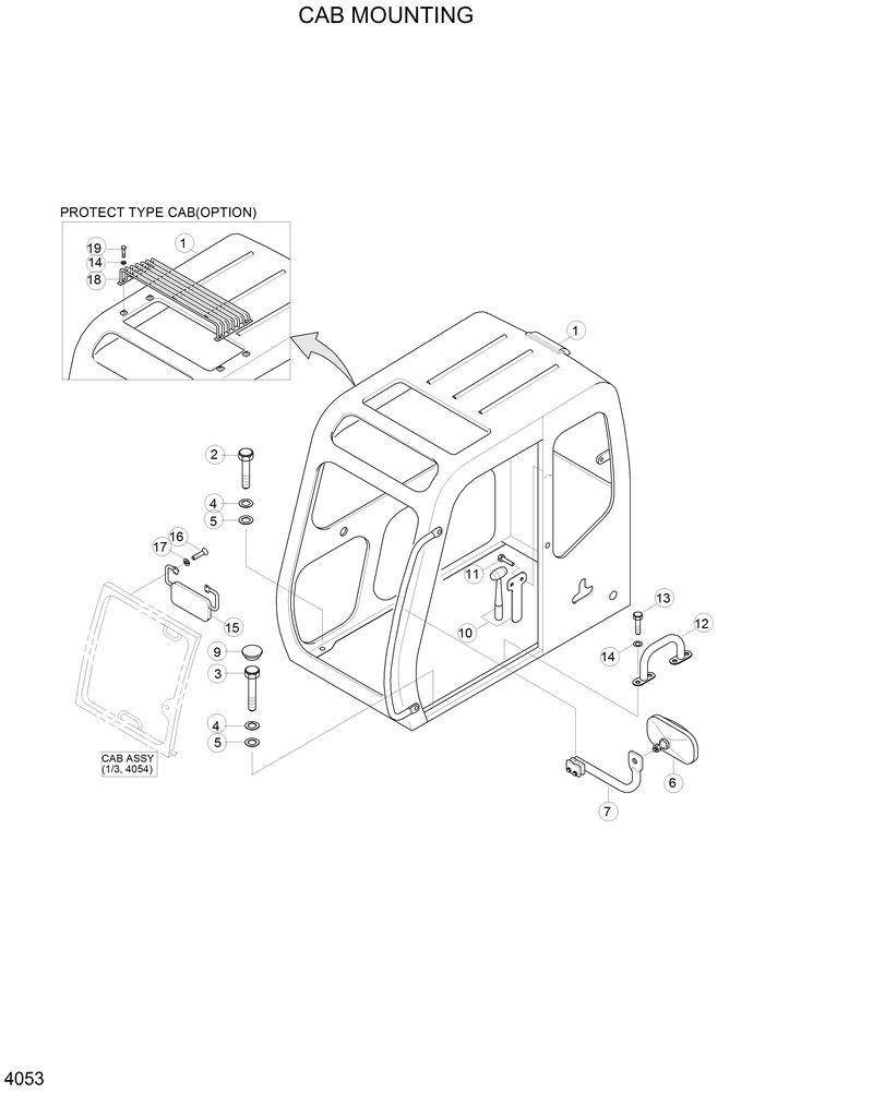 Схема запчастей Hyundai R210LC3LL - CAB MOUNTING 