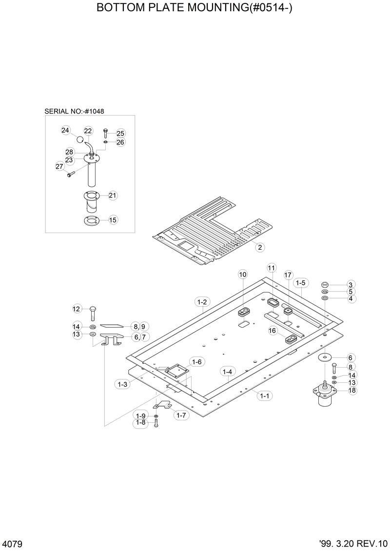 Схема запчастей Hyundai R210LC3LL - BOTTOM PLATE MOUNTING(#0514-) 