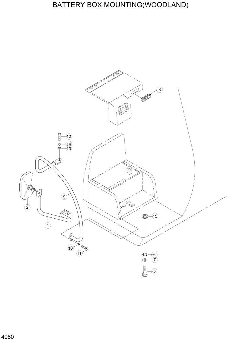 Схема запчастей Hyundai R210LC3LL - BATTERY BOX MOUNTING(WOODLAND) 