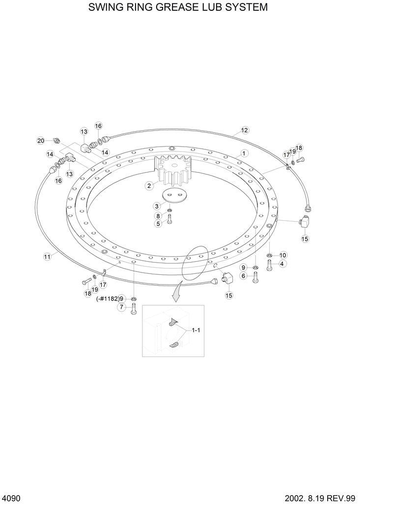 Схема запчастей Hyundai R210LC3LL - SWING RING GREASE LUB SYSTEM 