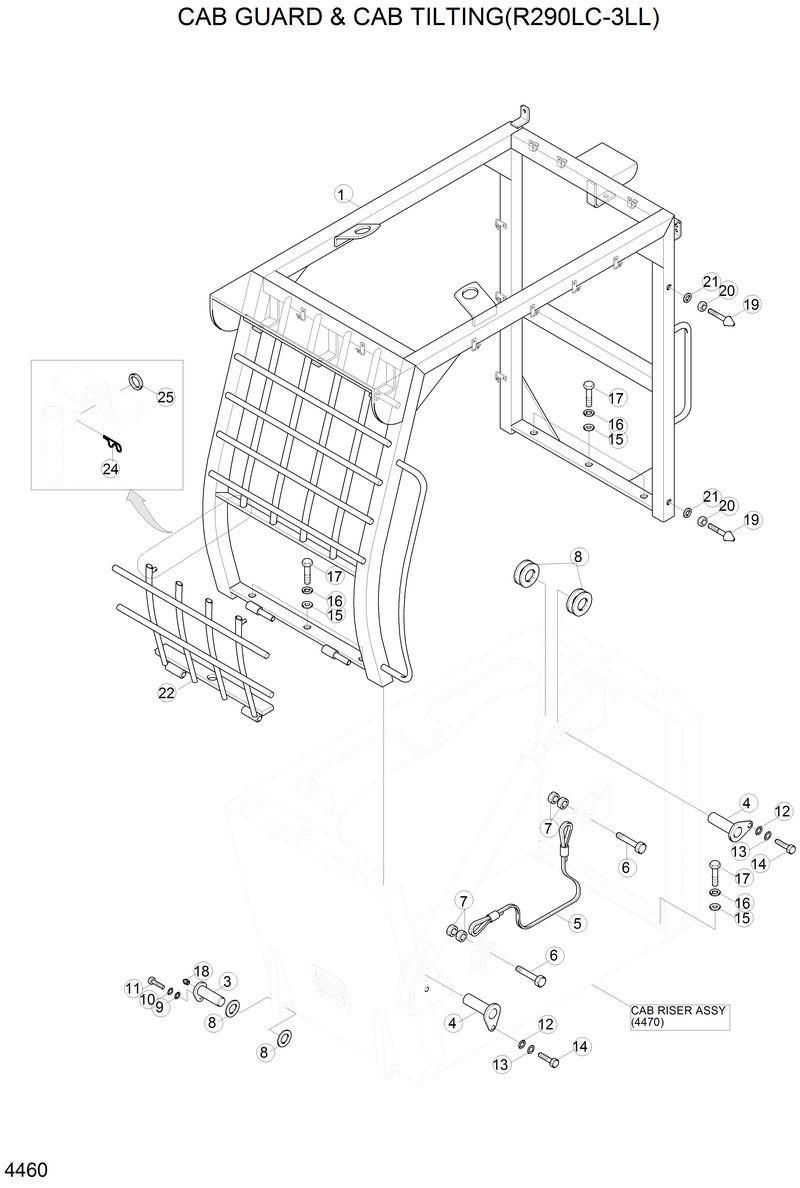 Схема запчастей Hyundai R210LC3LL - CAB GUARD &amp; CAB TILTING 