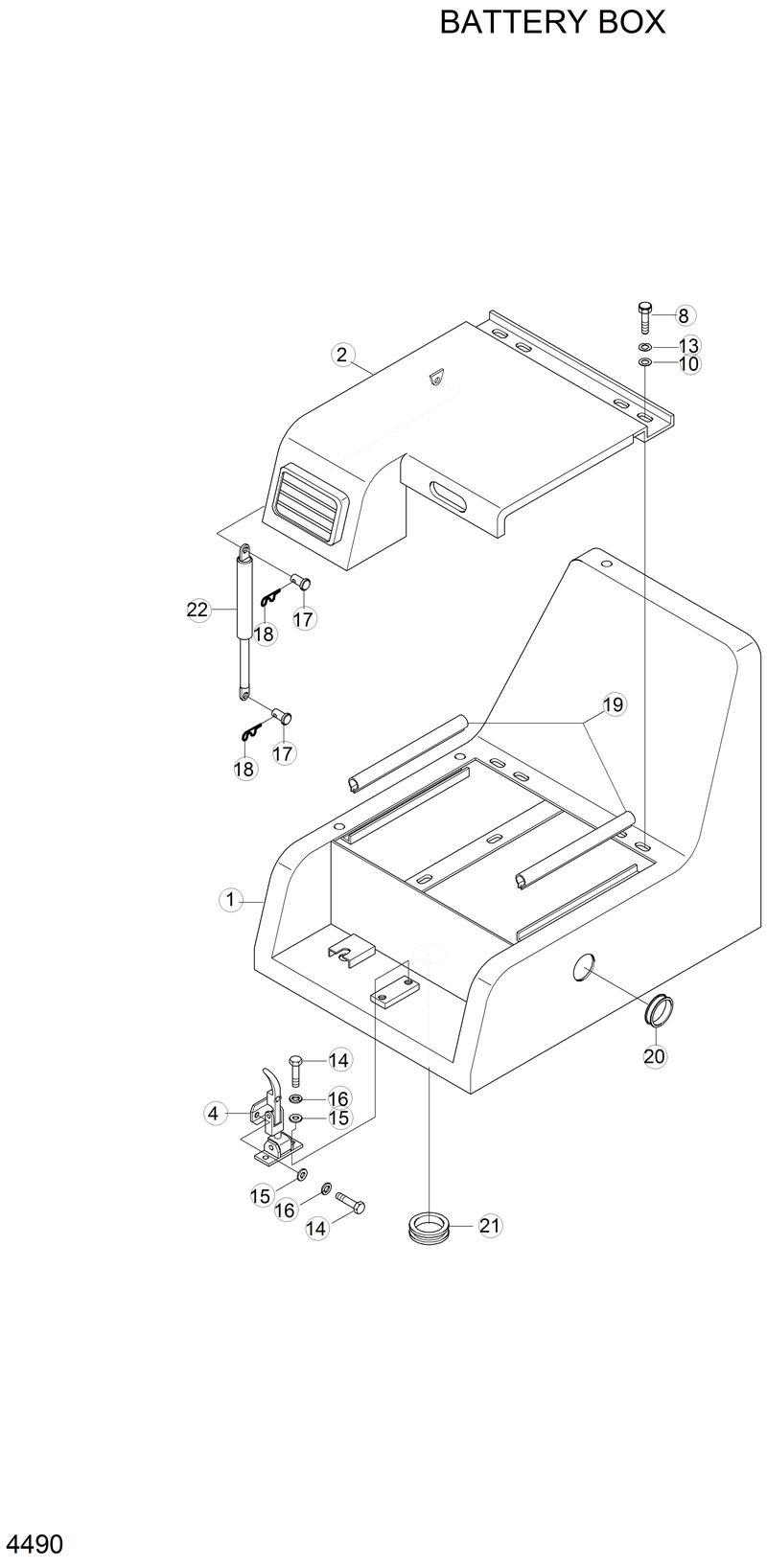 Схема запчастей Hyundai R210LC3LL - BATTERY BOX ASSY 