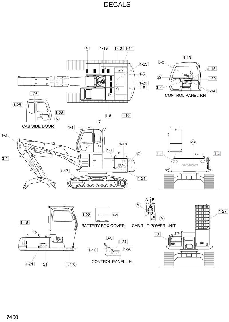 Схема запчастей Hyundai R210LC3LL - DECALS 